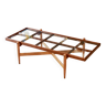 Table basse mid-century palissandre et plateau en verre