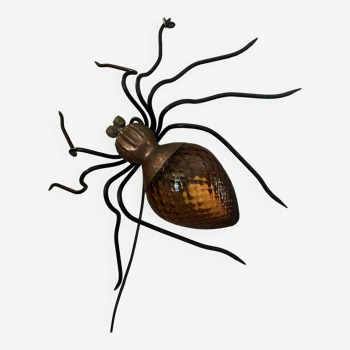 Wall lamp Spider, copper, iron and blown glass (Murano) made in Italy 60's