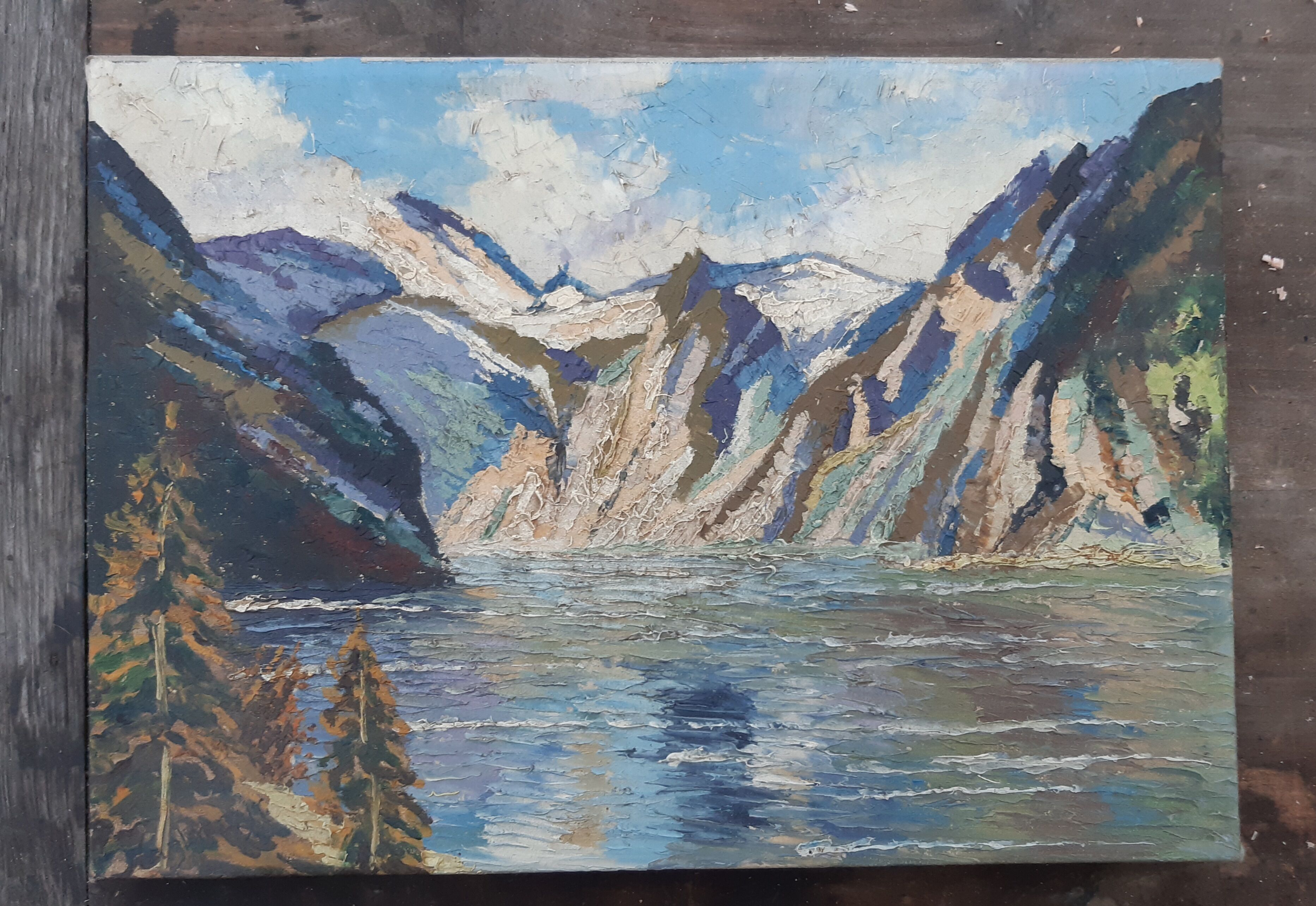 Oil on canvas "mountain lake"
