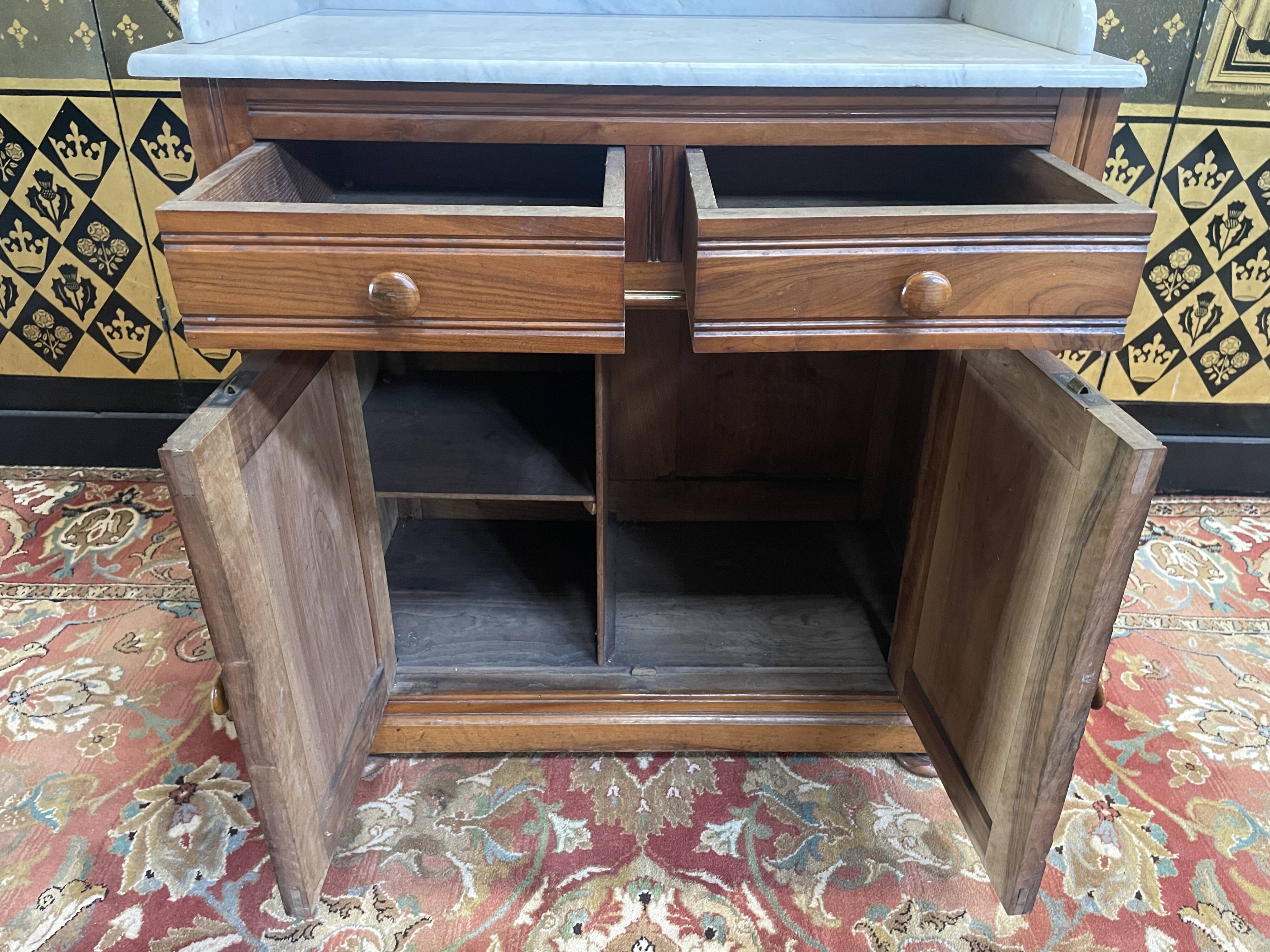 Bathroom furniture - Walnut and marble dressing table