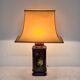Glazed ceramic lamp with fabric shade, 1970s