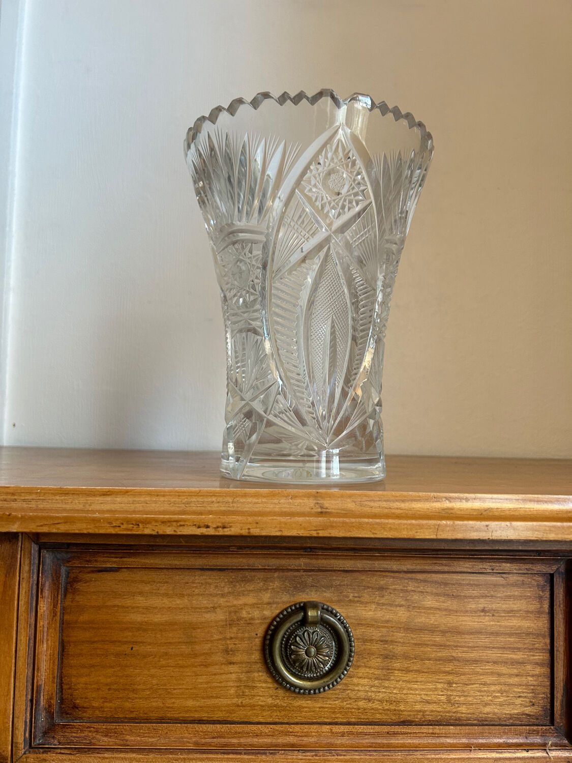 Vintage cut crystal vase – Bohemian crystal – 1950s