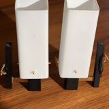 Pair of opaline and metal wall lights 1950