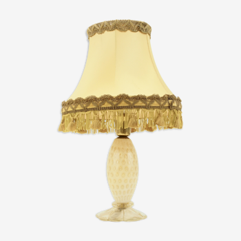 Barovier & Toso Cordonato d'oro vintage Murano glass lamp with Victorian shade