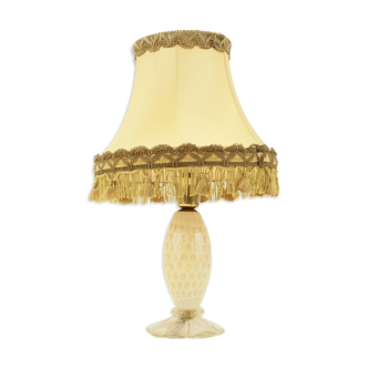 Barovier & Toso Cordonato d'oro vintage Murano glass lamp with Victorian shade