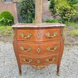 Commode Galbée En Marqueterie De Style Louis XV XIX Eme Siècle