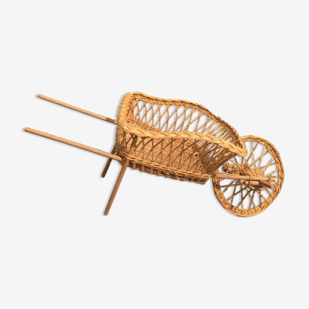 Wicker decoration wheelbarrow