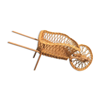 Wicker decoration wheelbarrow