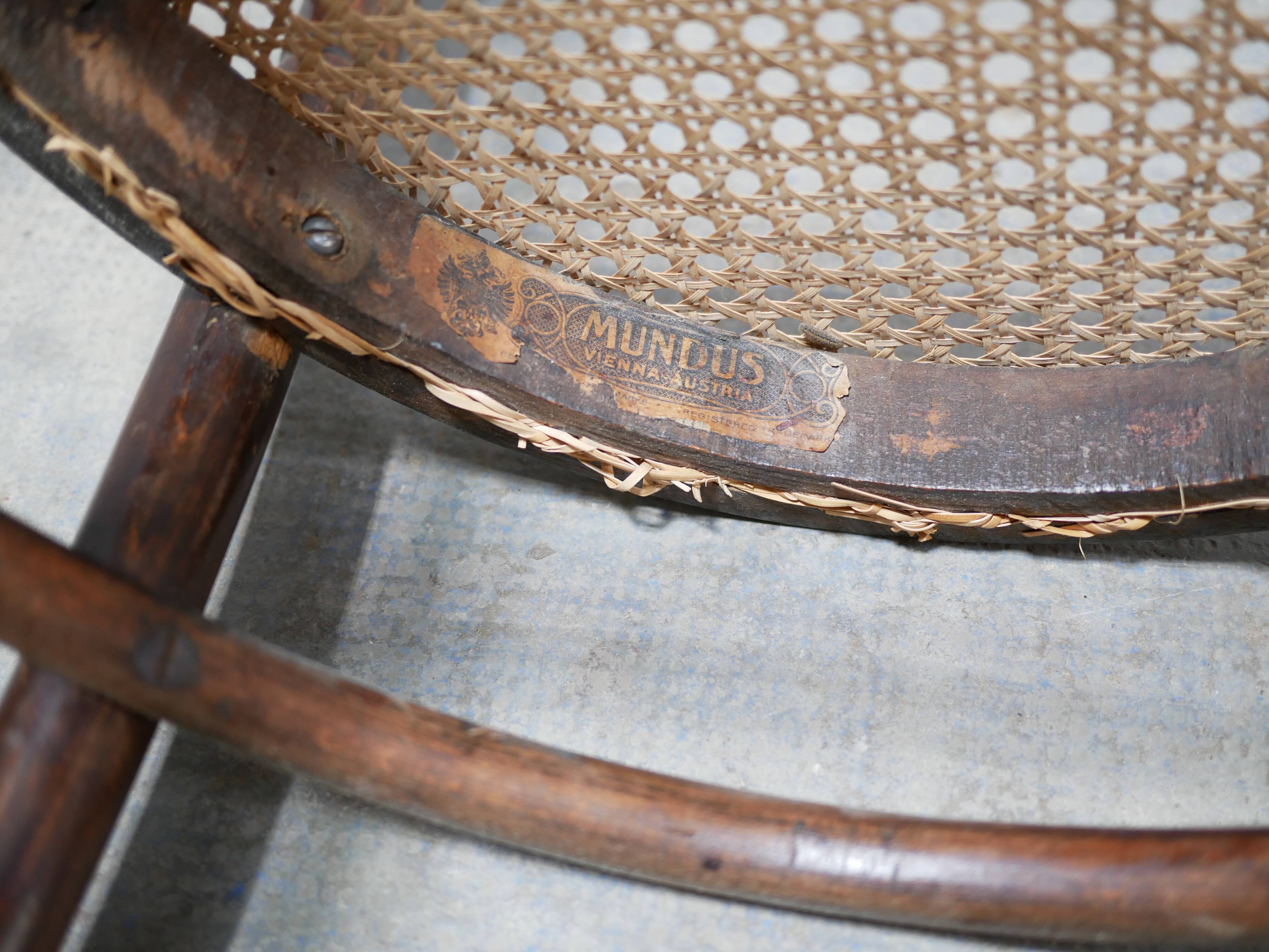 Old wooden cane bistro chair by Fischel editions