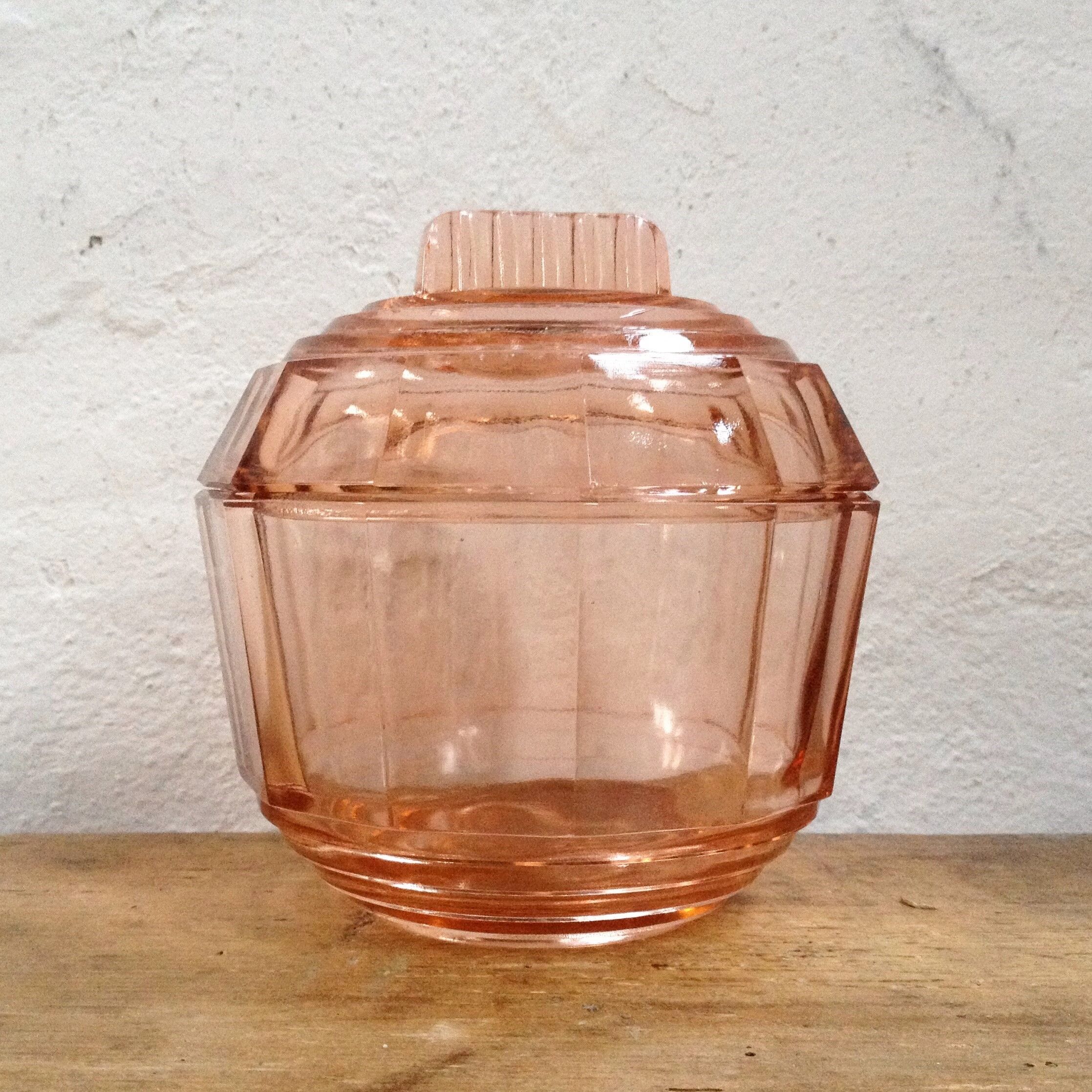 Art Deco candy in pink glass