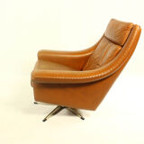 Matador swivel leather chair with ottoman by Aage Christiansen for Erhardsen & Andersen, 1960s