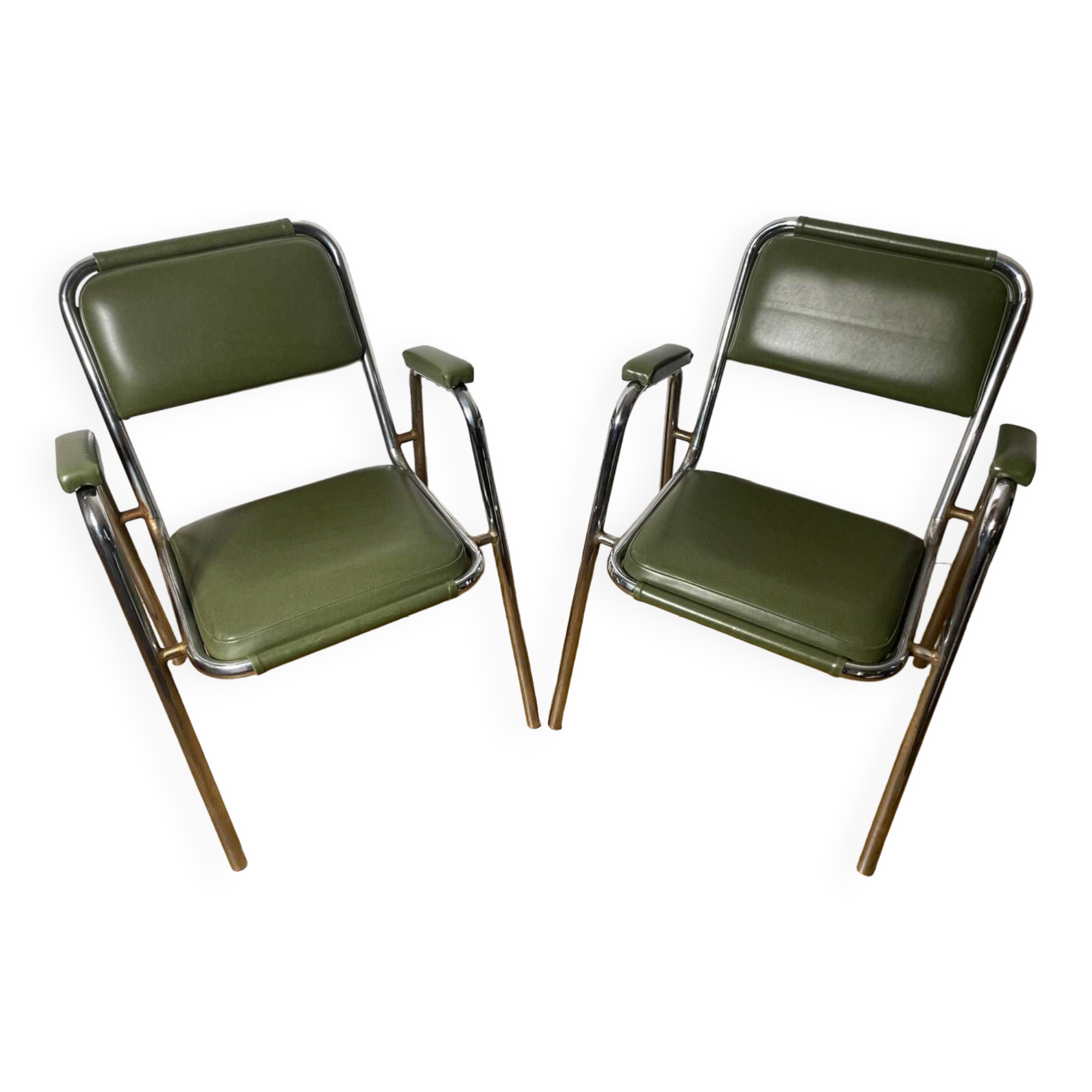 Paire de fauteuils métal chromé vintage année 60/70