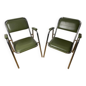 Paire de fauteuils métal chromé vintage année 60/70