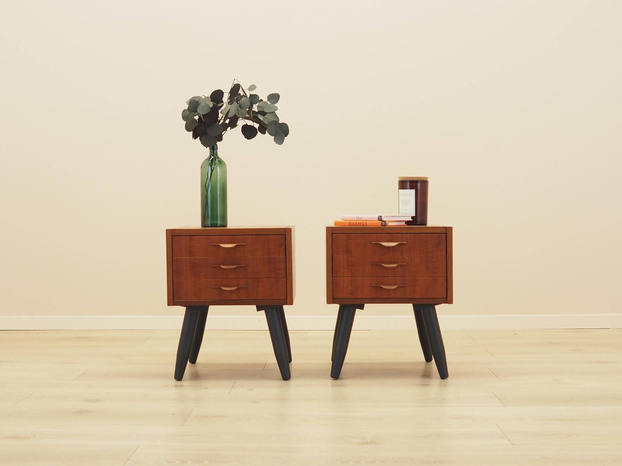 Danish teak bedside chests of drawers, 1960s