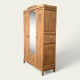 Parisian art deco wardrobe in solid raw oak, removable