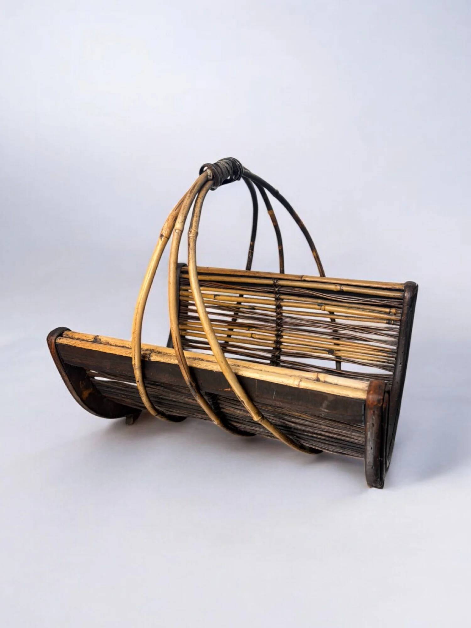 Rattan magazine rack, popular art, France, circa 1950s