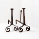 Pair of antique wrought iron fire dogs - 19th century