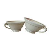 Two retro country-style porcelain tea cups, Former Royal Manufacture