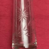 Crystal vase with acid-etched patterns.