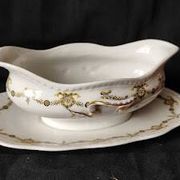 Like new! 1960/70/Laurel crown/Limoges/garland decoration/gravy boat