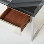 Desk stainless steel brushed gray smoked glass by Patrice Maffei for Kappa 1970