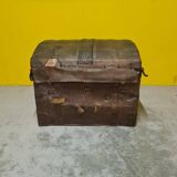 French leather and wooden carriage trunk 18th century