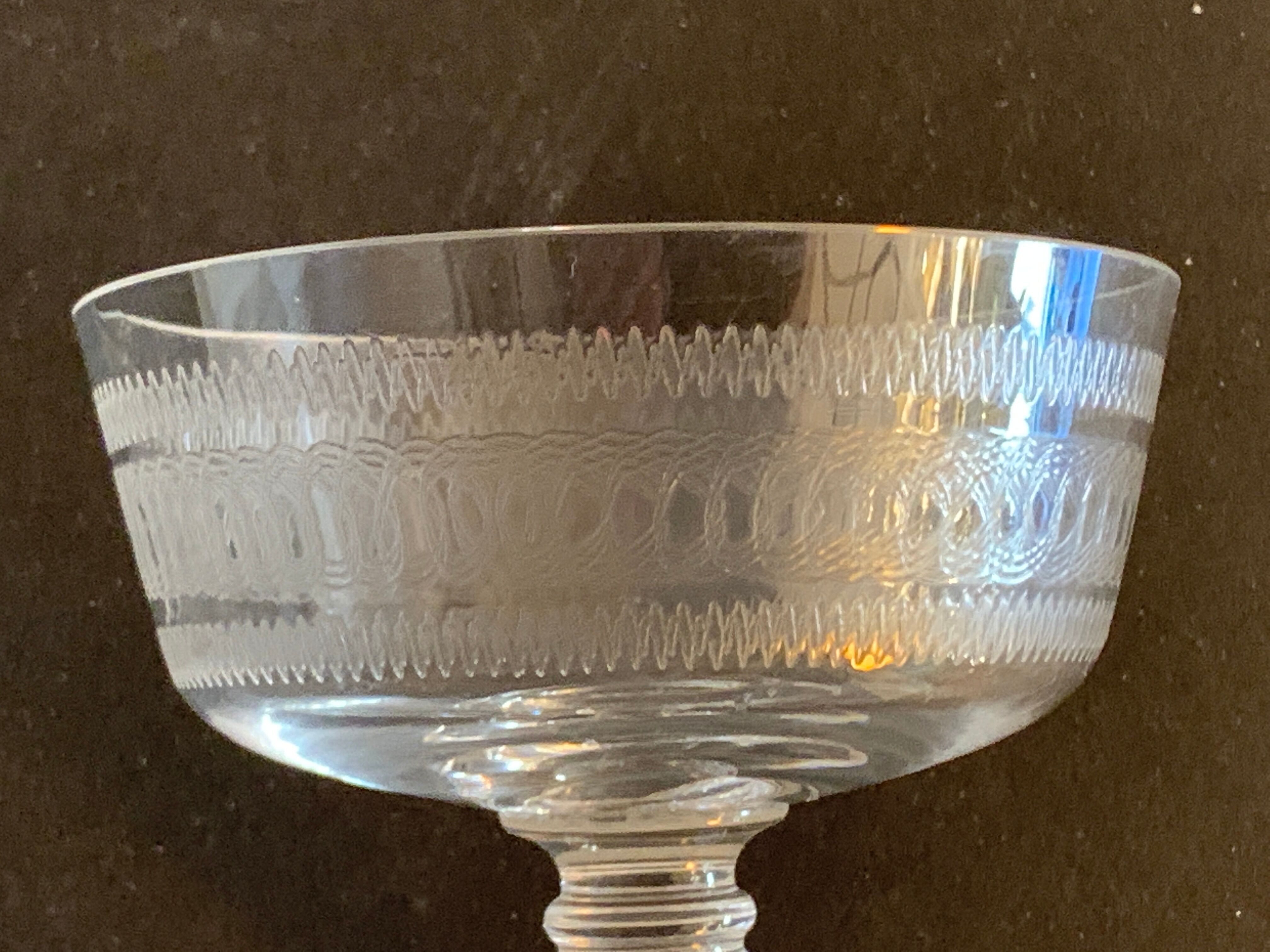 10 old crystal champagne glasses