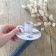 Blue ceramic cellar rat candle holder