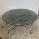 Table basse vintage en verre fumé et chrome