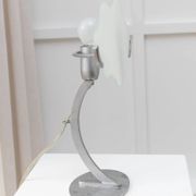 Pair of White Murano Glass Cloud Table Lamps with Chrome Stems, Italy 1980s
