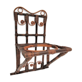 peacock rattan shelf and bamboo vintage plant holder