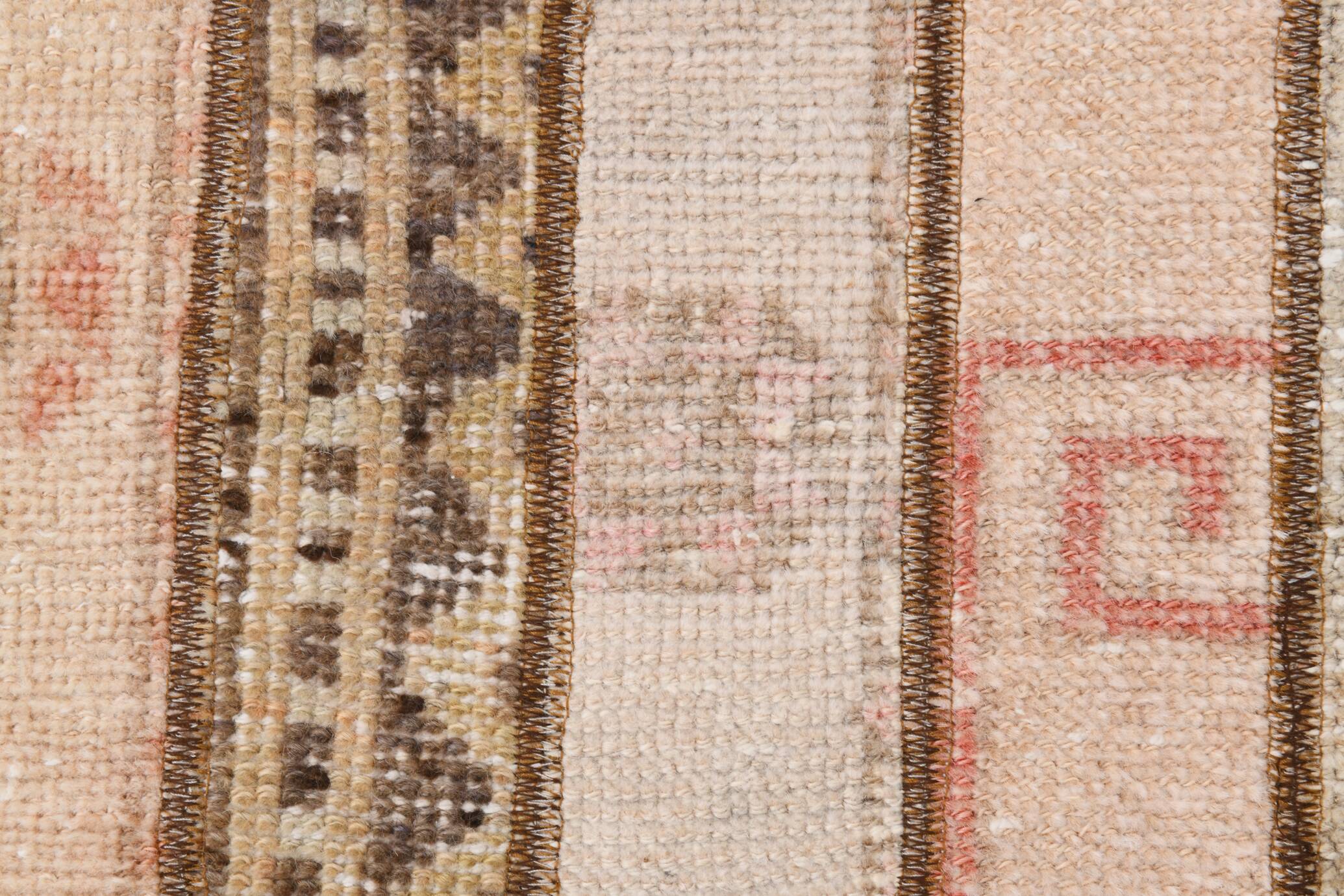 Pale Red Brown Hallway Vintage Runner Rug, 63x356Cm