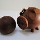 pig and fish wood teak vintage Scandinavian toy 60s
