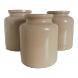 Set of 3 vintage 1950 pots in glazed stoneware