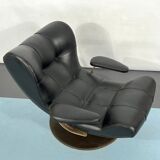 Vintage Italian black swivel armchair from 60s