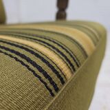 1970s, pair of Danish armchairs, original green furniture wool, oak wood.