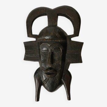 Wooden mask vintage tribal decoration African art Togo decorative object hand carved 1934