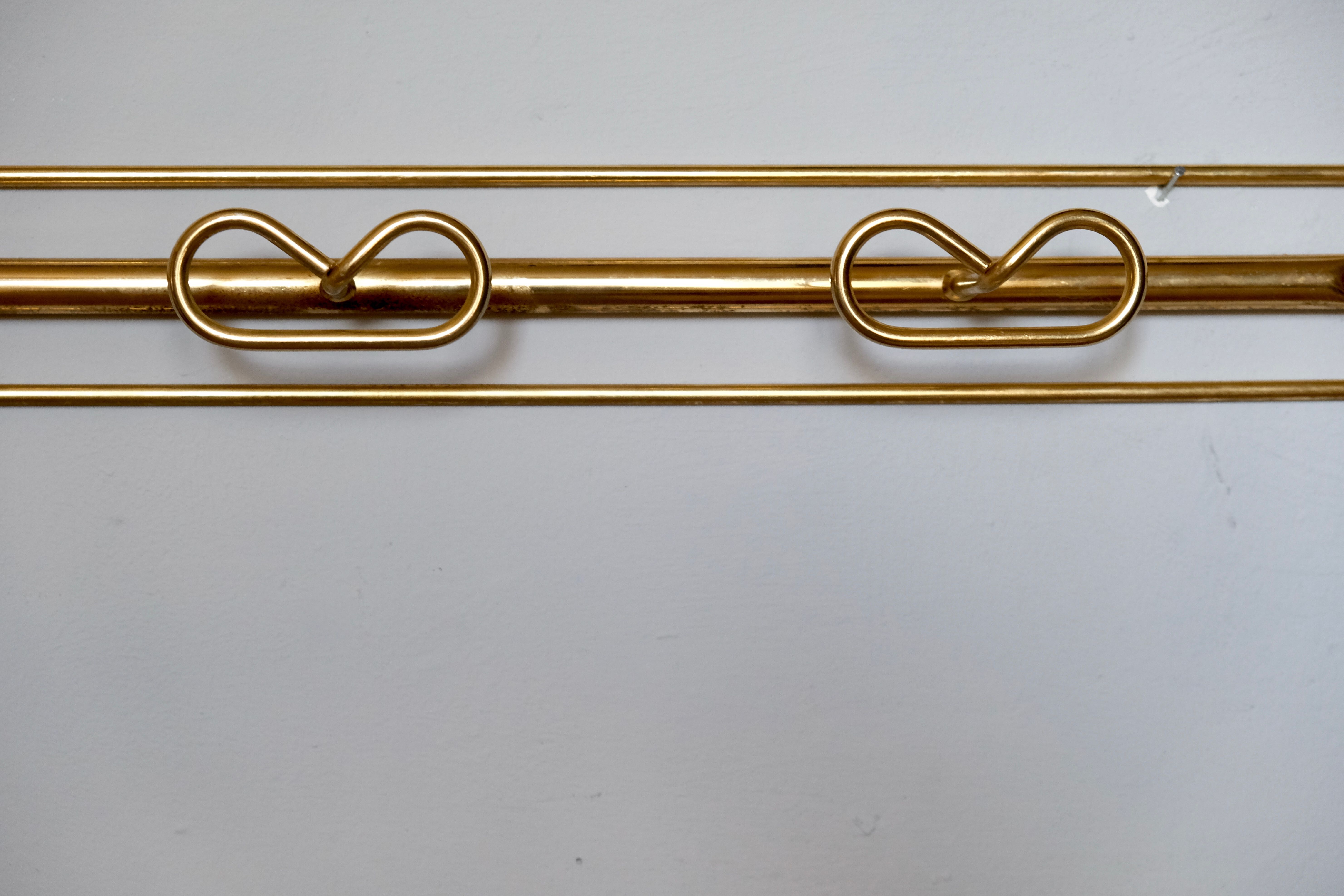 Patère en métal doré des années 50