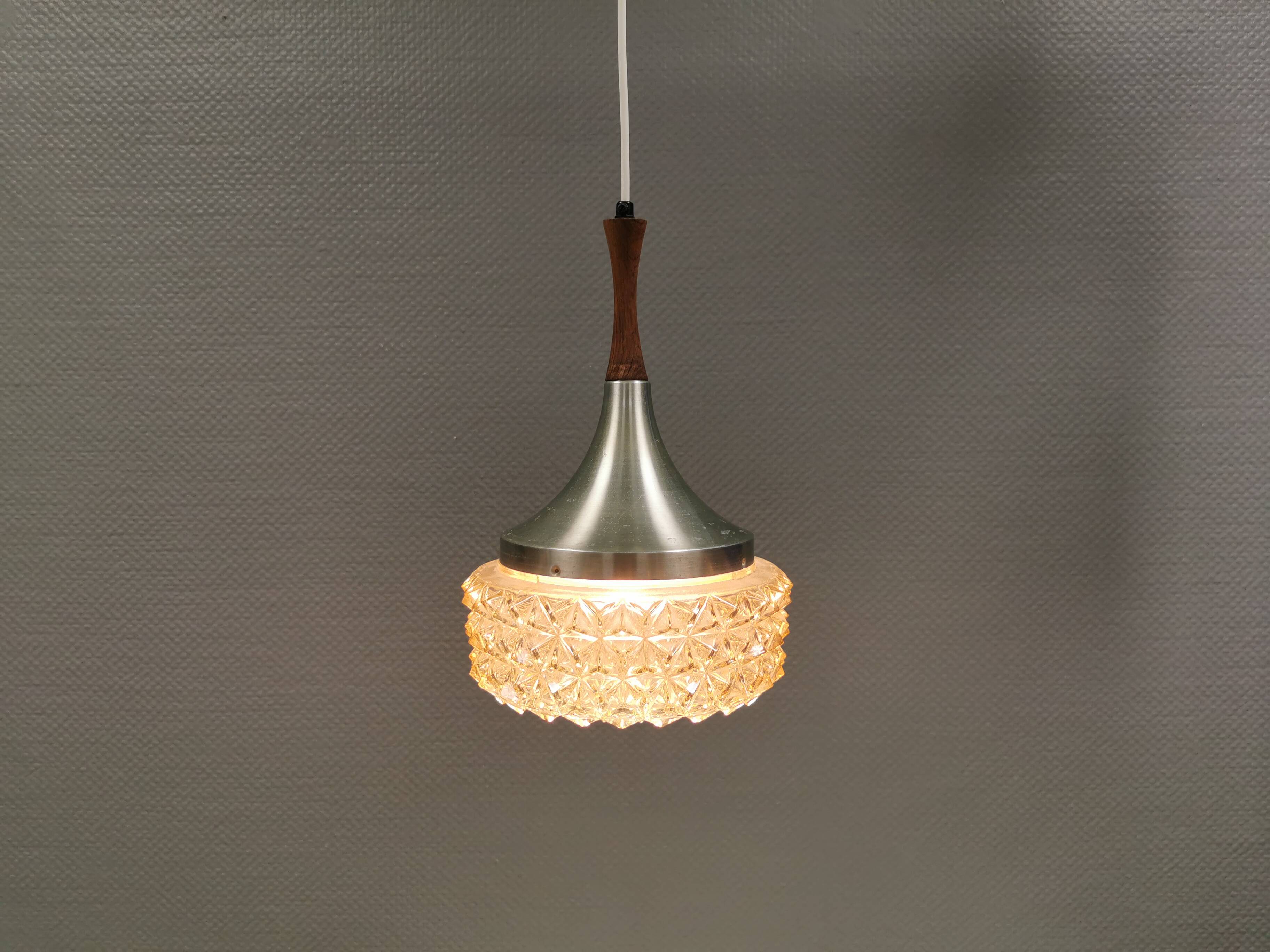 Pendant lamp by Carl Thore with a hard-pressed glass shade 1980s