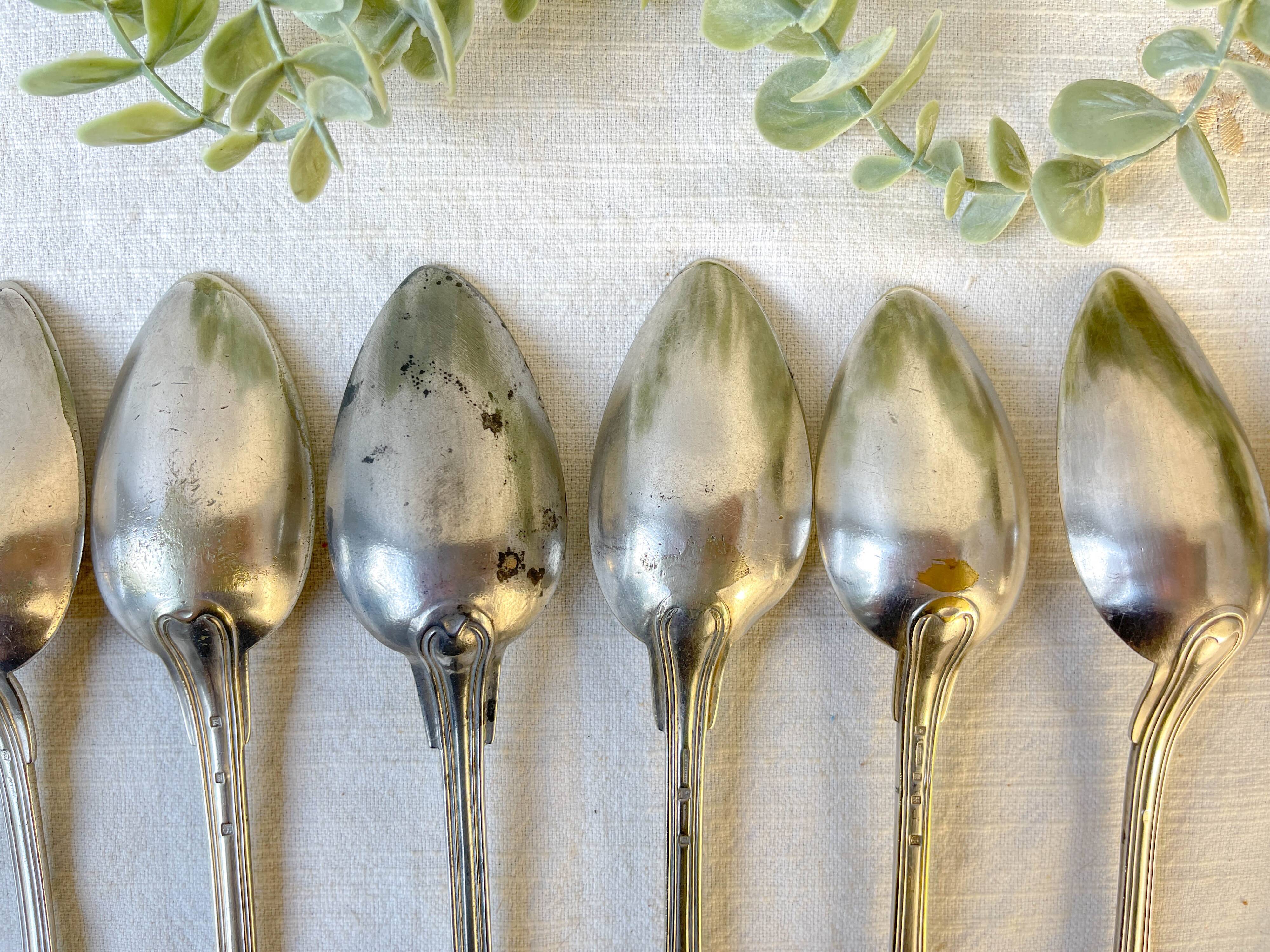 Set of 8 vintage silver plated soup spoons