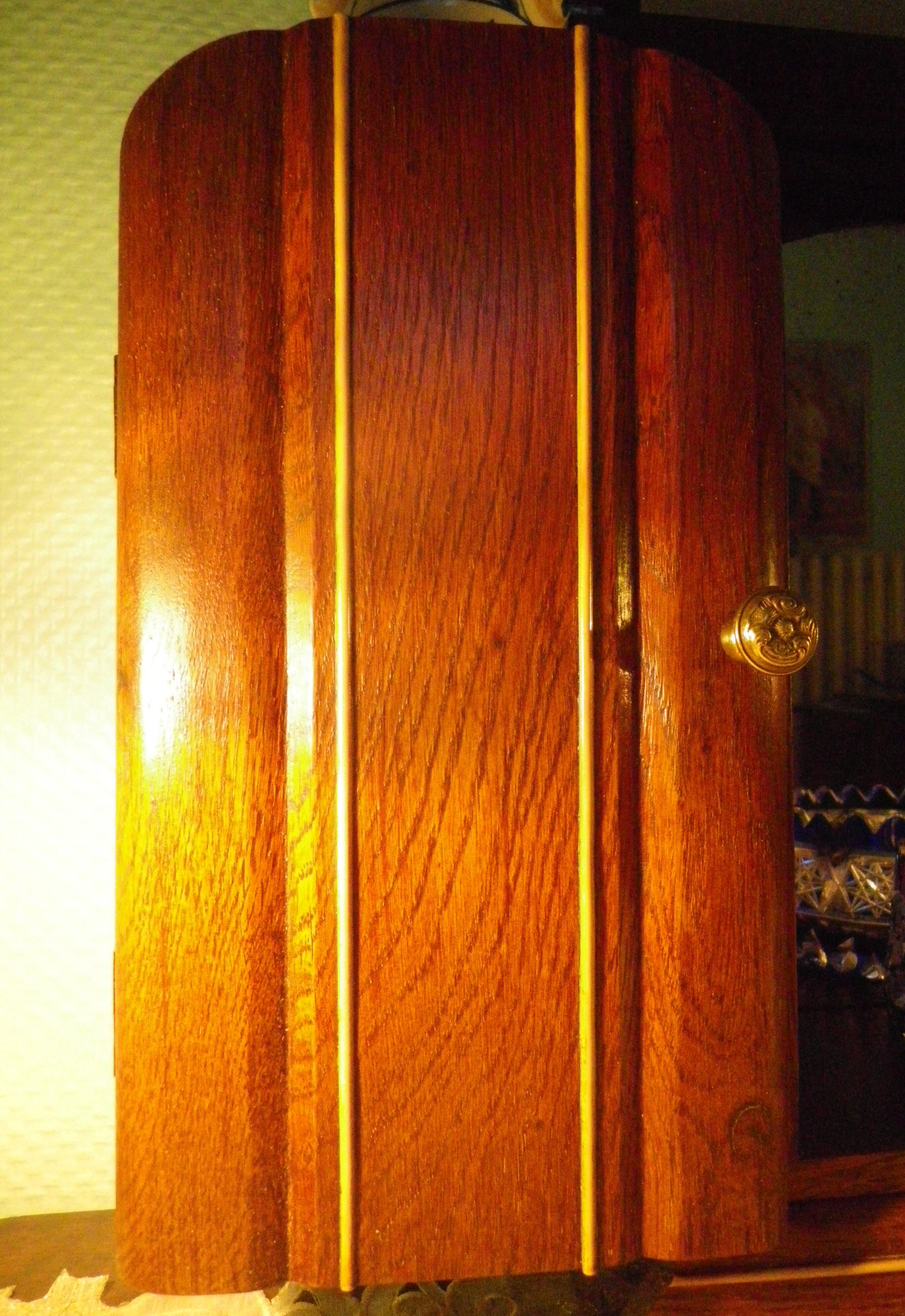 Art Deco extra furniture 1920/1940 to install or fix, wooden, central mirror, 2 doors, 1 drawer