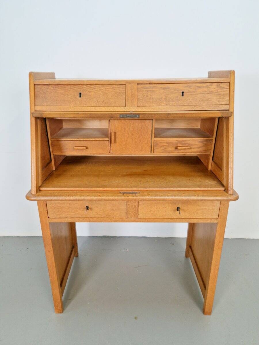Art Deco Arts & Crafts Secretary in Natural Oak, 1930s