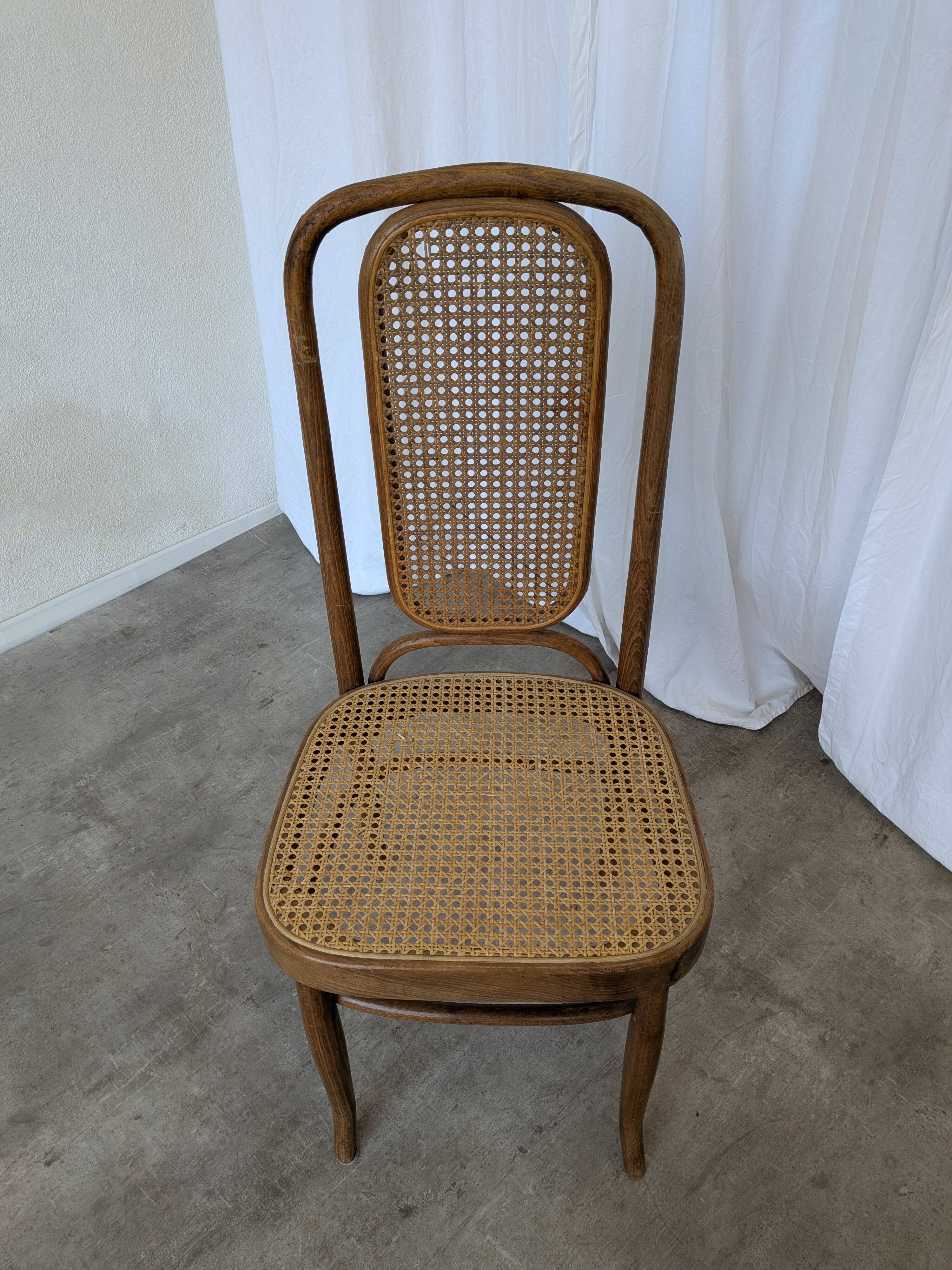 Vintage High Back Bentwood Cane Dining Chair / Thonet Style / Torn Seat