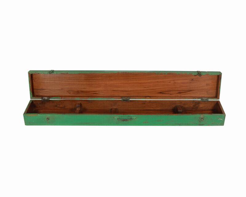Old gun box original piece green patina old teak wood india