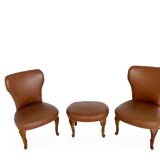 Set of the side chairs and stool for leg, 1950s.
