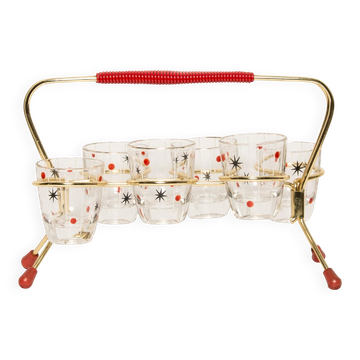 Set of six small glasses from the mid-century, Europe, 1960s.
