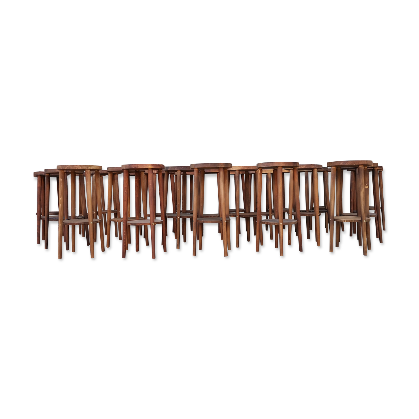 Lot de 30 tabourets pieds compas hêtre Baumann