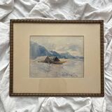 Aquarelle ancienne paysage suisse signée Fürst 1915
