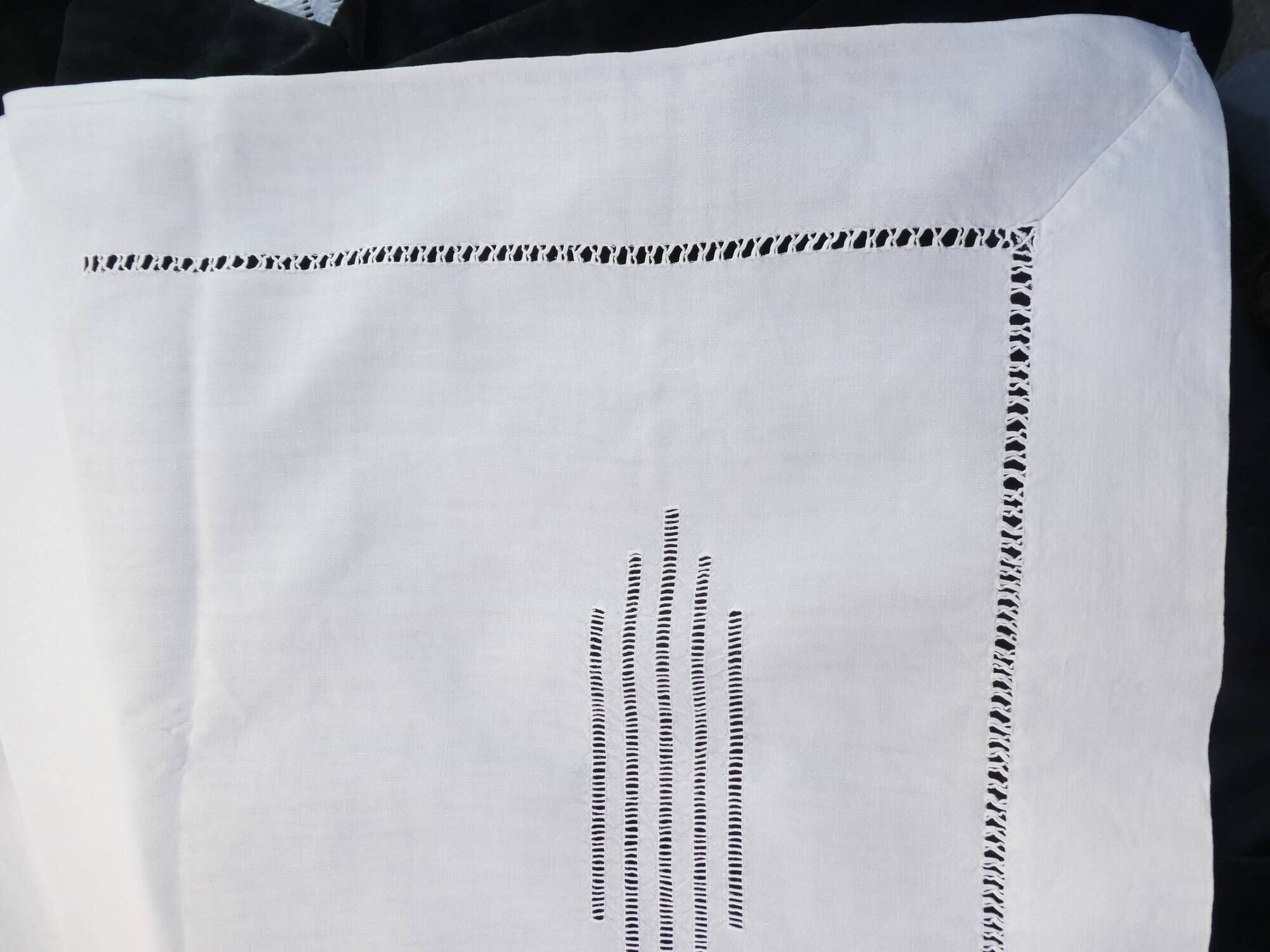 Old Linen Sheet 210 x 290 Day Scale Embroidery Monogram LA