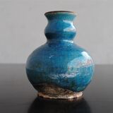 Pot ceramic glazed and cracked blue
